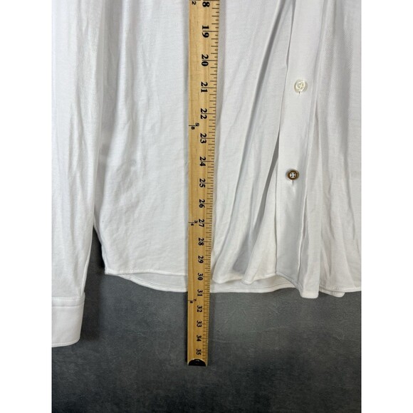 Hugo Boss Black Label Men White Solid Jersey Casual Button Down Shirt 17 XL $195 - Picture 8 of 13
